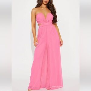 Fashion Nova Kissin’ Pink Jumpsuit